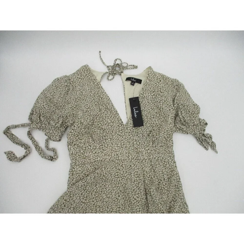 Lulus Womens Dress Small V Neck Open Back Lined Short Sleeves Casual Preppy New